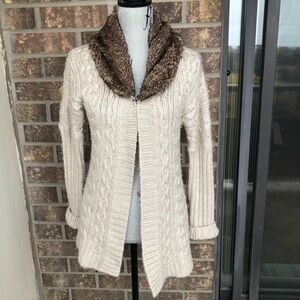 Cynthia Rowley Wool, Alpaca Cardigan with Faux Fur